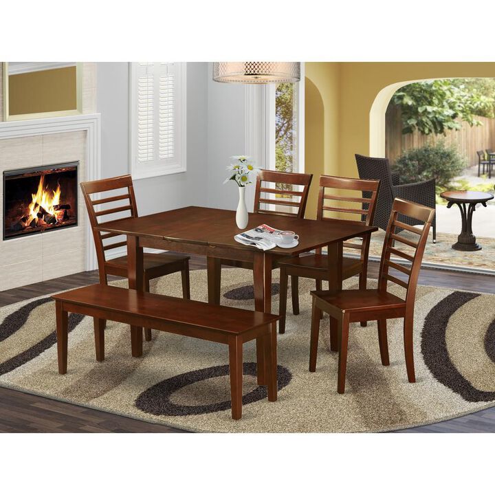 6 Pc Kitchen nook Dining set -Table and 4 Chairs for Dining room and Bench