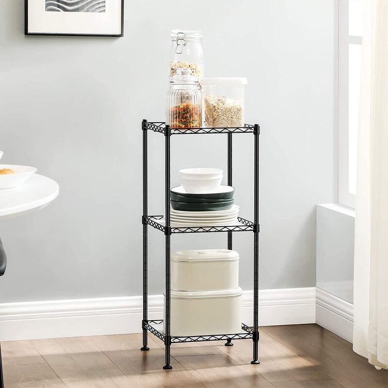 Ink Black 3 Tier Bathroom Organizer Shelf with Translucent Panels image number 3