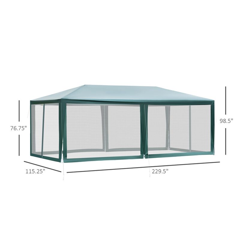 20' x 10' Outdoor Party Tent Gazebo Wedding Canopy with Removable Mesh Sidewalls, Green