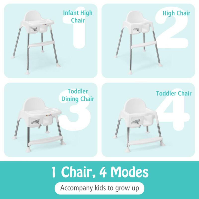 Hivvago 4-in-1 Convertible Baby High Chair with Removable Double Tray