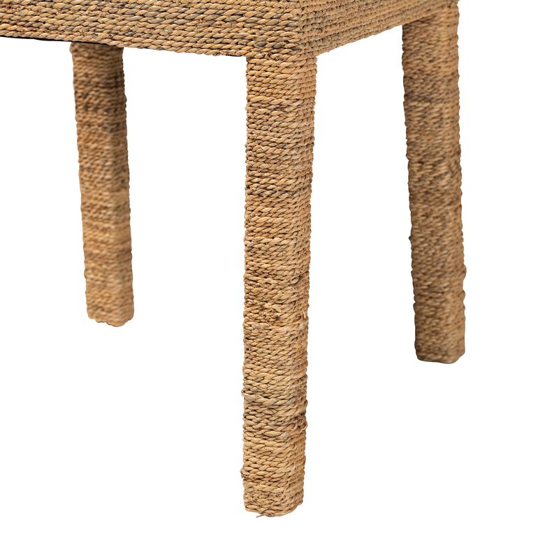 bali & pari Anfield Modern Bohemian Natural Seagrass and Mahogany Wood Dining Chair