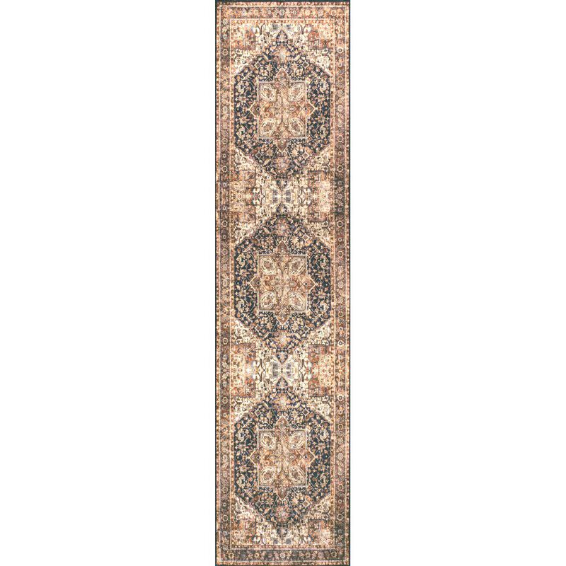 Chapell Chenille Traditional Medallion Machine-Washable Area Rug