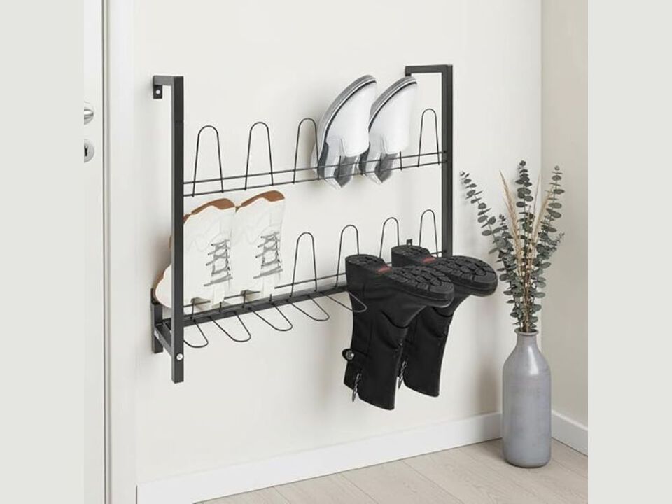 Entryway Metal Shoe Organizer 3 Tier Closet Storage Wall Mounted