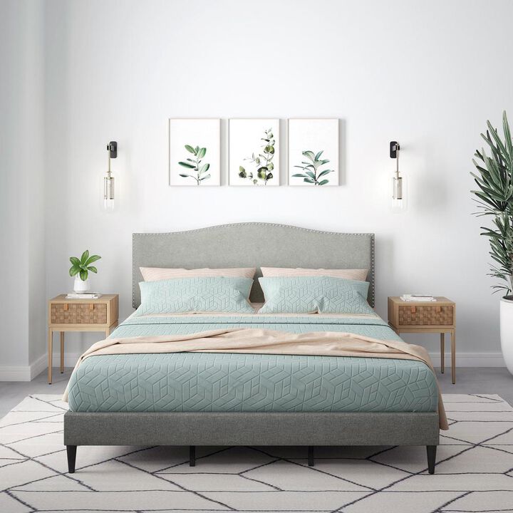 Glenwillow Home Kameli Upholstered Bed in Stone, Cal. King