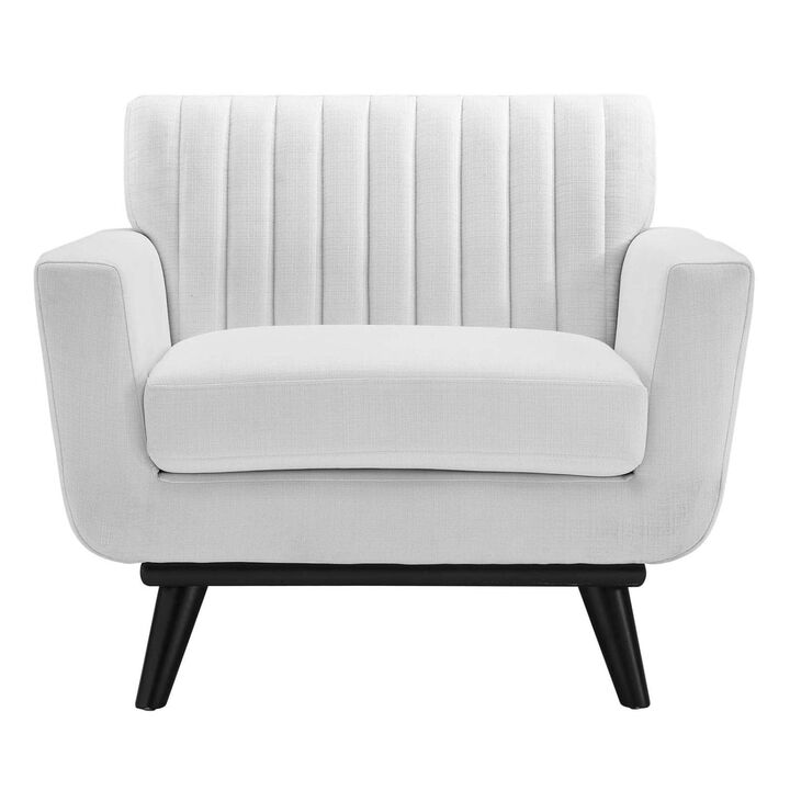 Modway Engage Channel Tufted Fabric Armchair in White