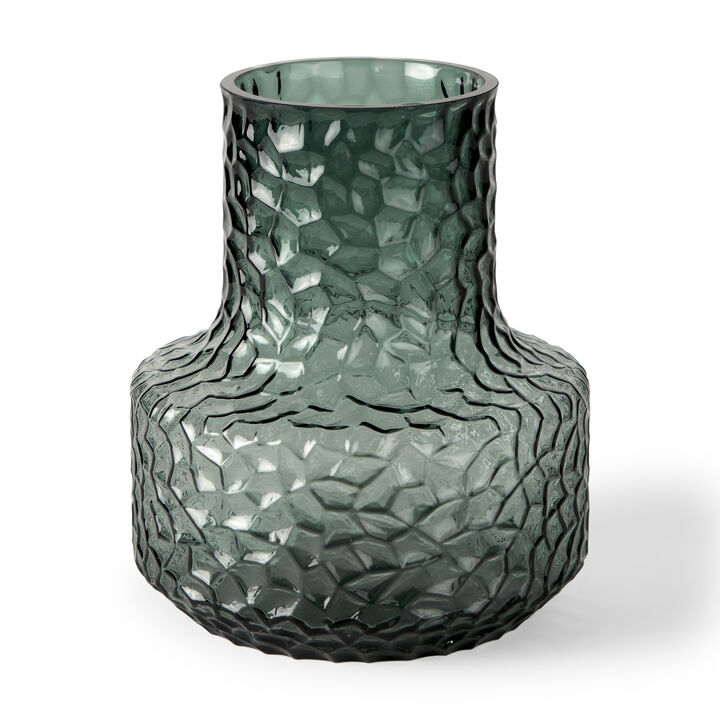 HomeRoots 7" Green Faceted Glass Table Vase