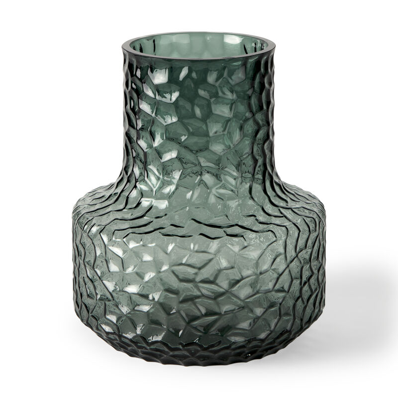 HomeRoots 7" Green Faceted Glass Table Vase image number 0