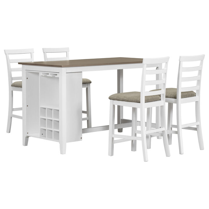 Merax 5-Piece Multi-Functional Dining Table Set with Padded Chairs
