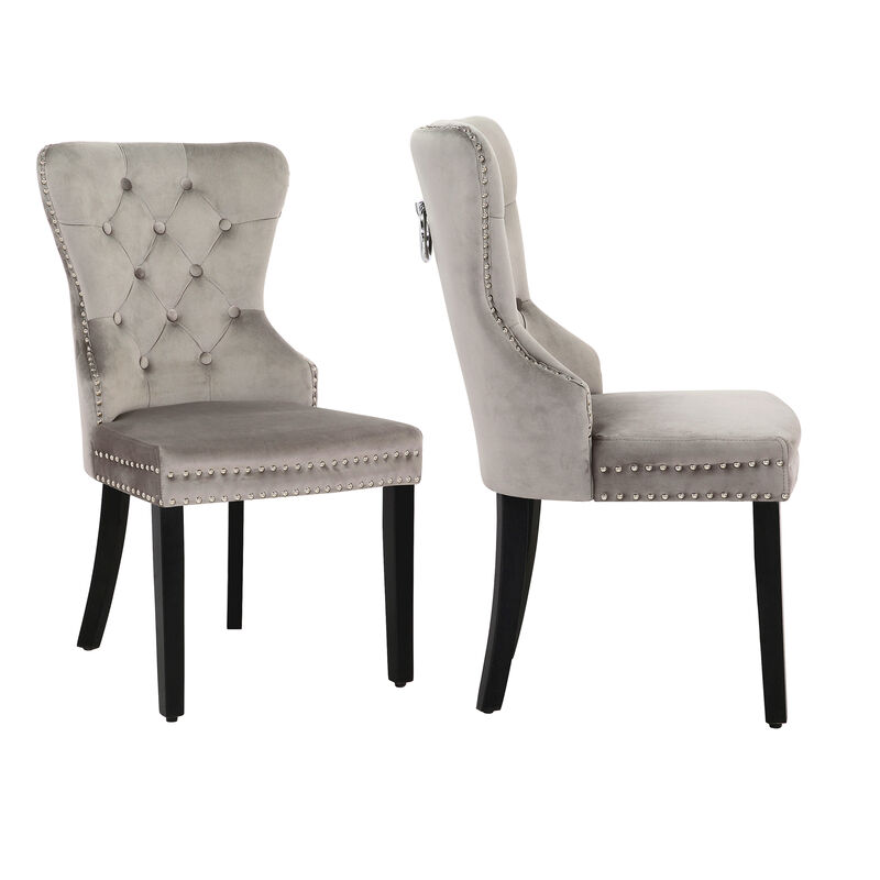 WestinTrends Velvet Upholstered Tufted Dining Chairs (Set of 2)