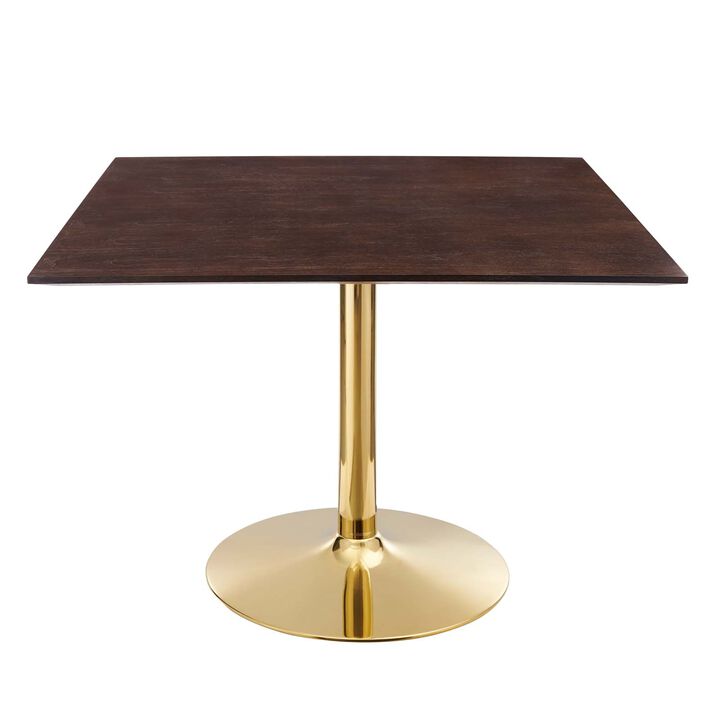 Modway - Verne 40" Square Dining Table Gold Cherry Walnut