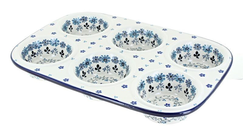 Blue Rose Polish Pottery Eliza Muffin Pan