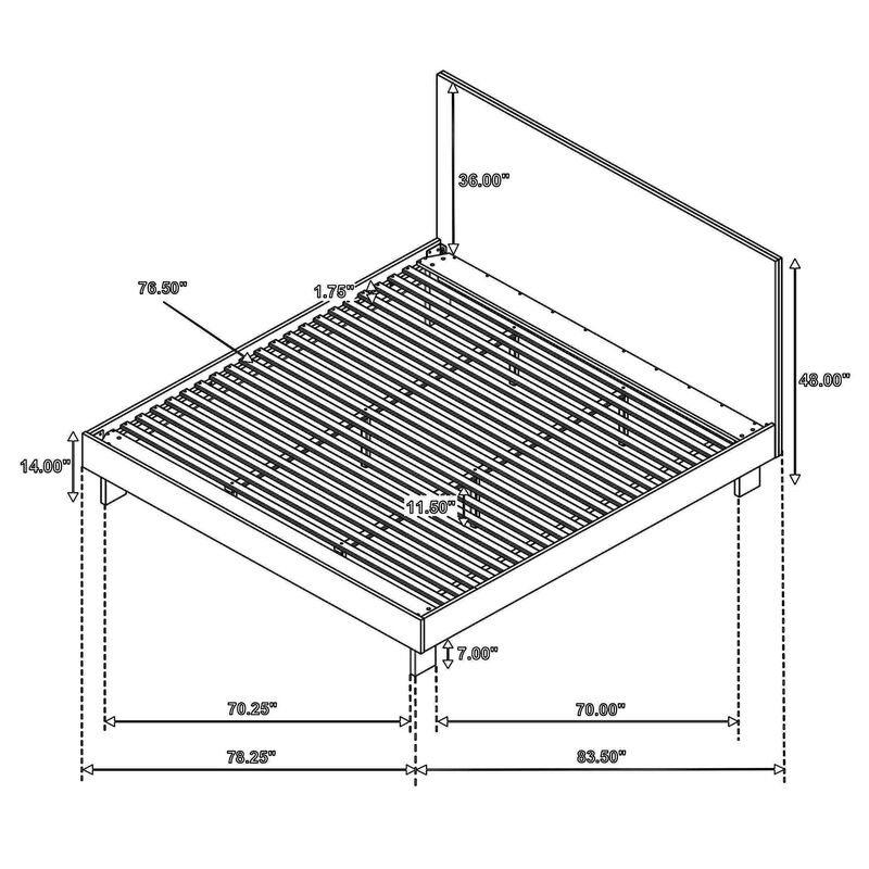 Genu King Size Platform Bed, Panel Headboard, Warm Walnut Brown Wood image number 4
