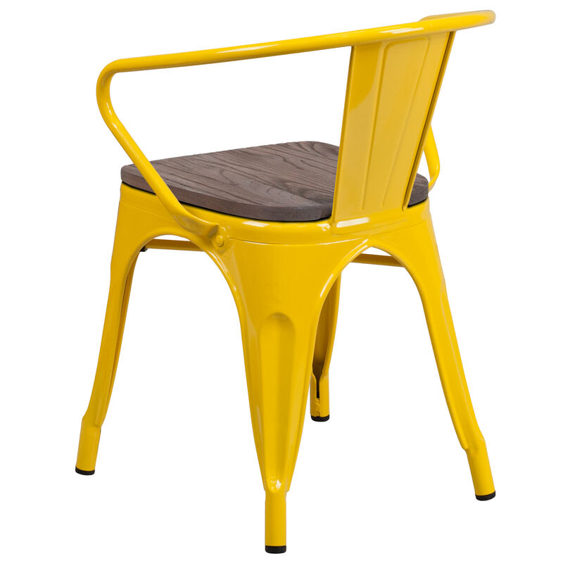 Metal/Wood Colorful Restaurant Chairs image number 3