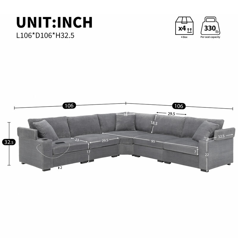 Merax Convertible L Shaped Sectional Sofa