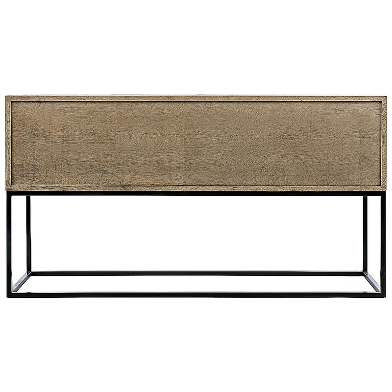 Zurich Console, Bleached Walnut with Steel