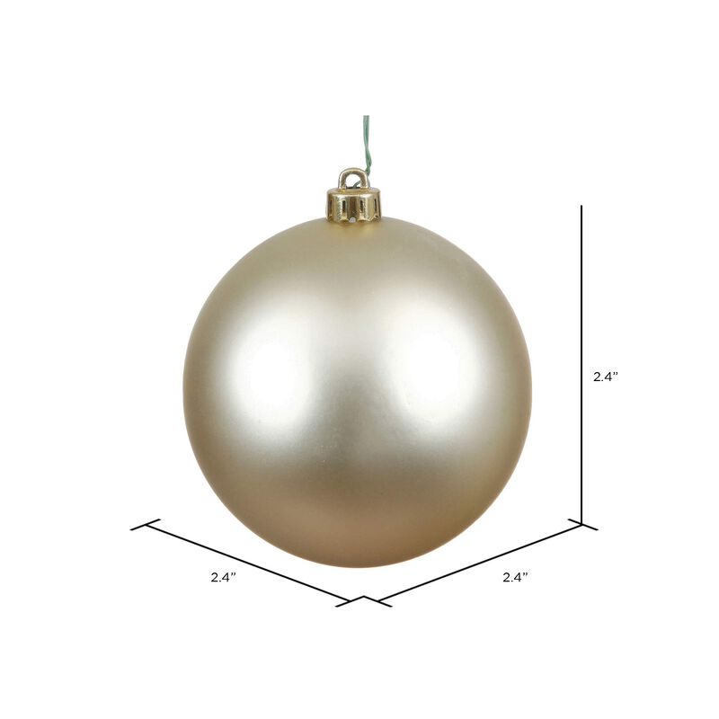 Vickerman Matte Finish Shatterproof Christmas Ball Ornament, UV Resistant with Drilled Cap, 24 per Bag, 2.4", Champagne image number 1