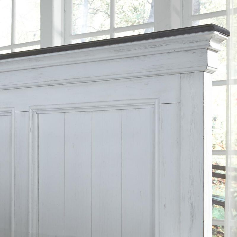 Liberty Furniture Allyson Park Queen Panel Headboard in Wirebrushed White w/ Charcoal Top image number 3