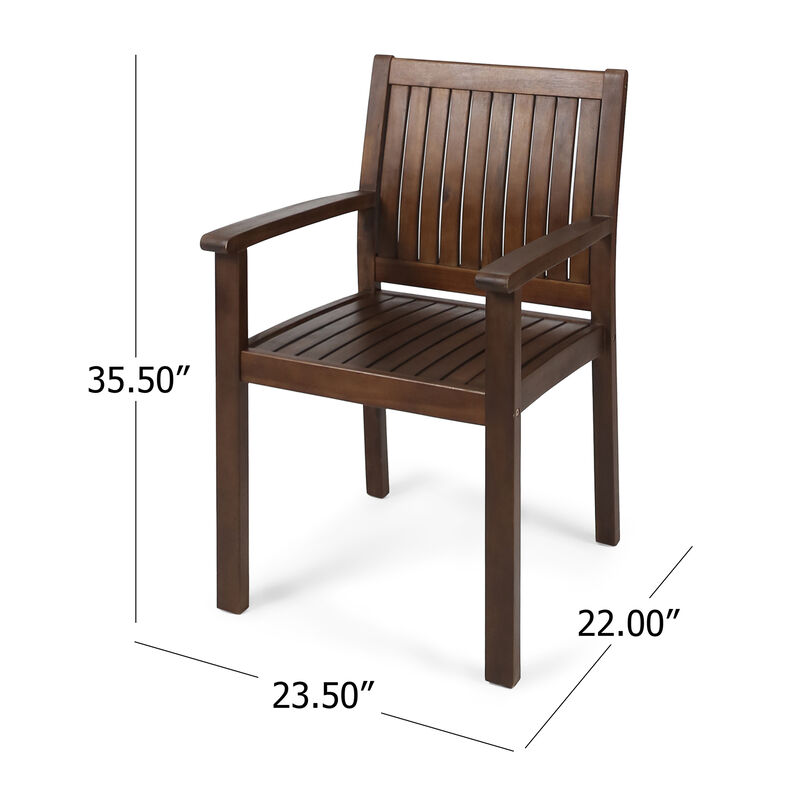 Merax Acacia Wood Outdoor Indoor Dining Chairs 2PCS