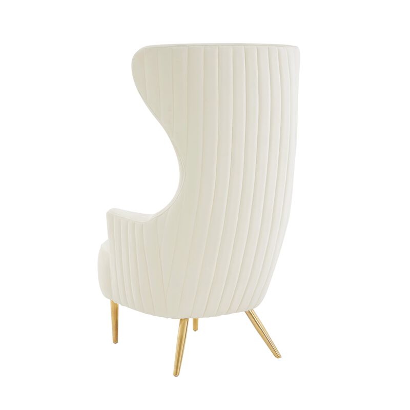 Julia Velvet Channel Tufted Wingback Chair by Inspire Me Home Decor