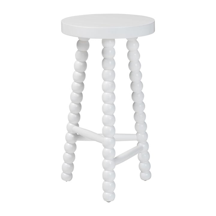 bali & pari David Acacia Wood Bobbin Counter Stool - Sculptural Backless Accent Stool for Kitchen Island or Lounge with Footrest