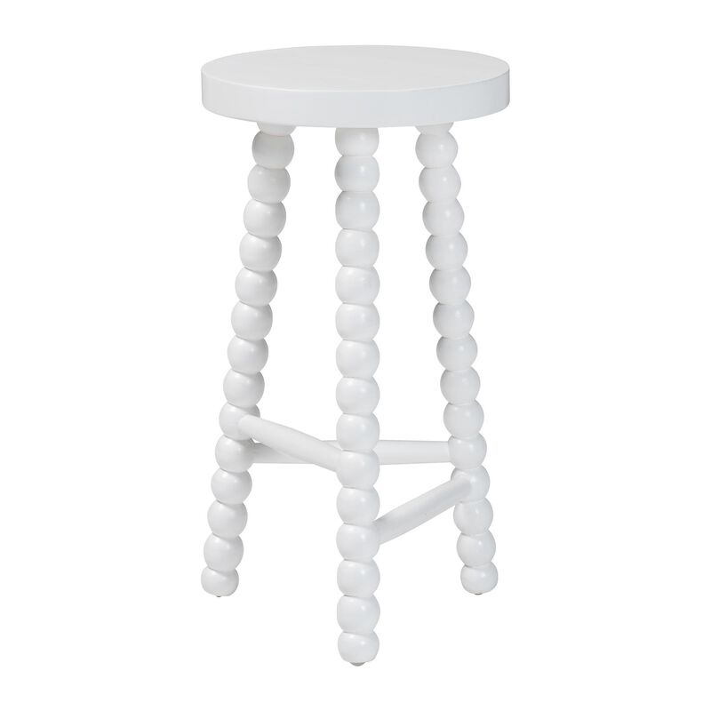 bali & pari David Acacia Wood Bobbin Counter Stool - Sculptural Backless Accent Stool for Kitchen Island or Lounge with Footrest image number 1