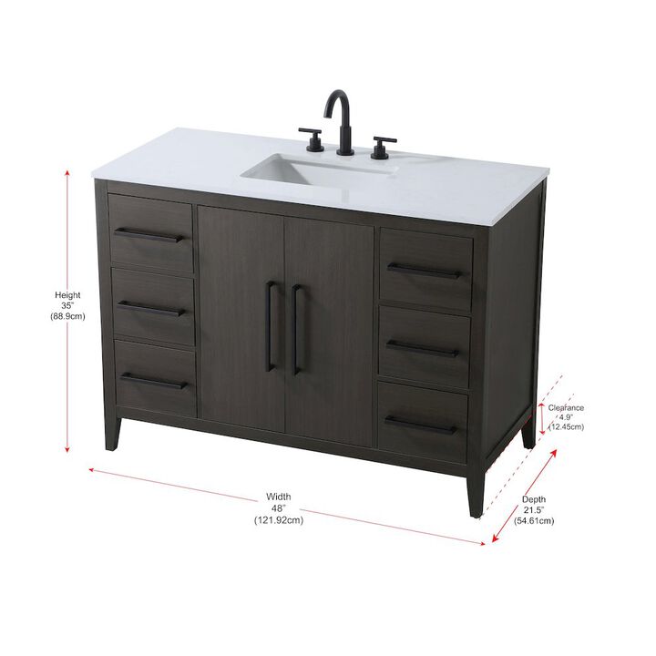 Elegant Kitchen and Bath 48 Inch Single Bathroom Vanity In Mocha Brown