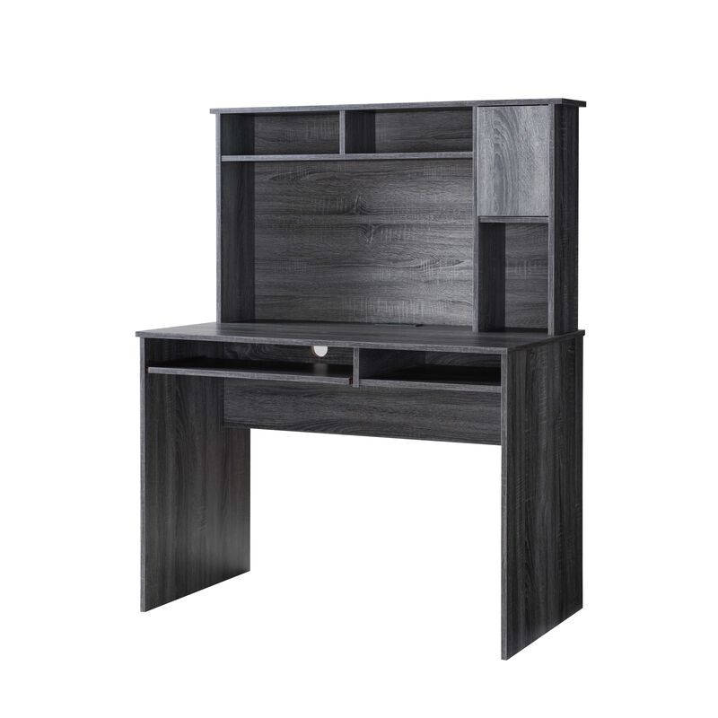 Distressed Grey Home Office Computer Desk with 2 Hide Away Shelves