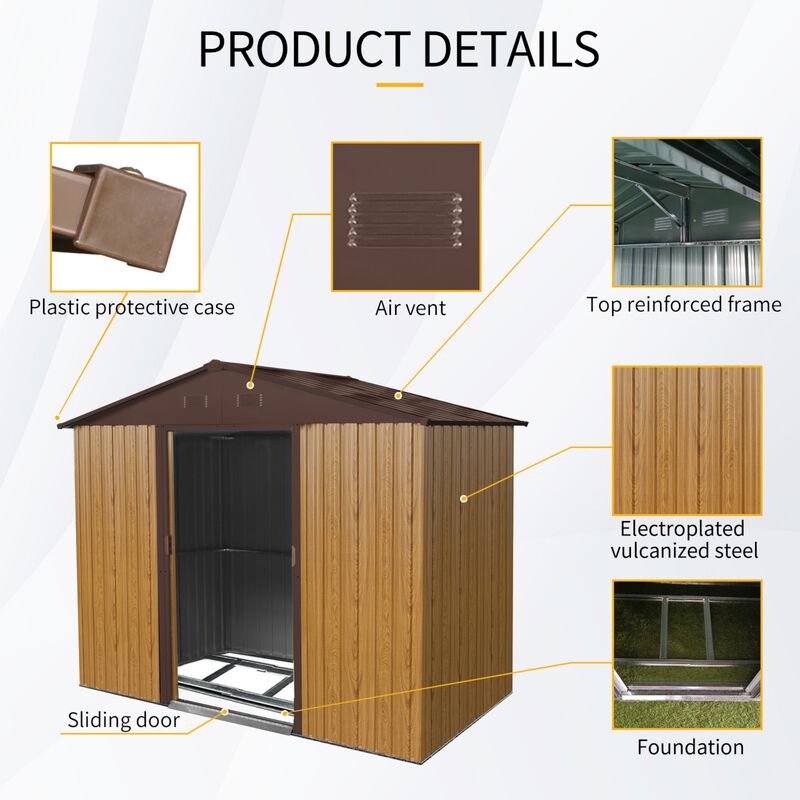 8ft x 4ft Outdoor Metal Storage Shed with Sliding Door and foundation for Backyard image number 4