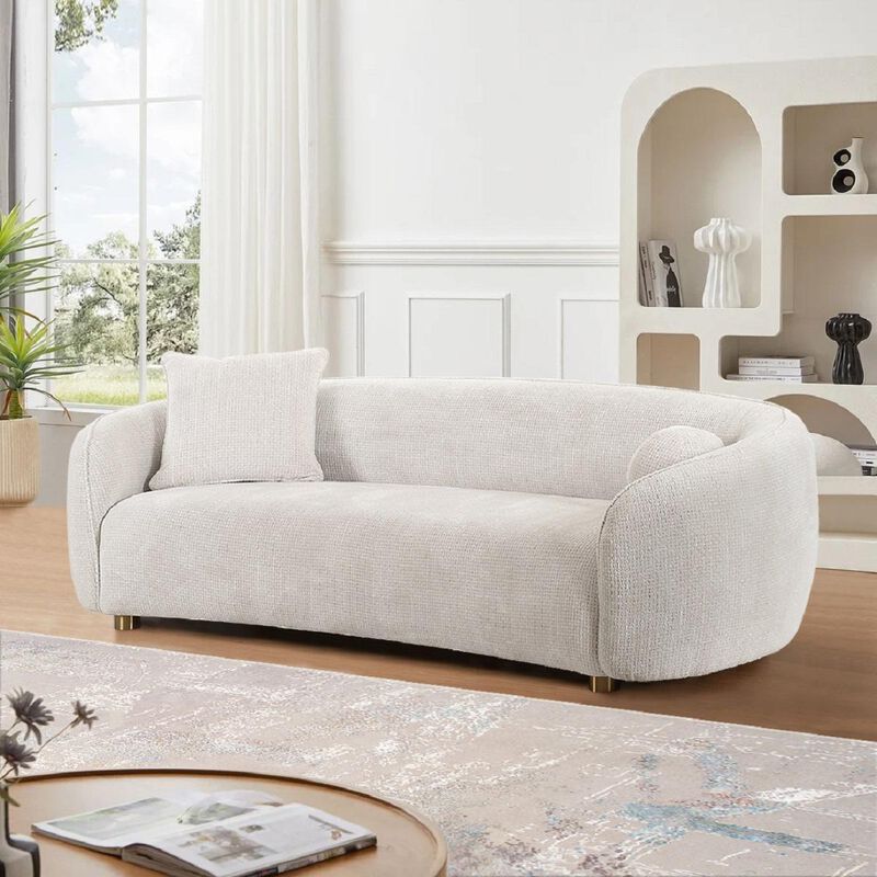 Pasargad Home Zarina Upholstered Modern Loveseat with 2 Pillows Included, Ivory image number 4