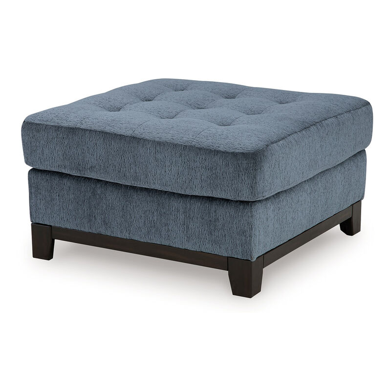 Maxo Accent Ottoman, 36 Inch Square, Soft Tufted Rich Blue Polyester - Benzara