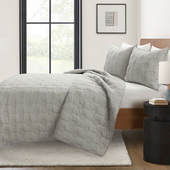 Soft Cotton Quilt Set 3 Piece Lightweight Bedding with Textured Finish