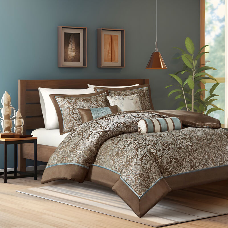 Gracie Mills Thornton 6-Piece Paisley Jacquard Duvet Cover Set