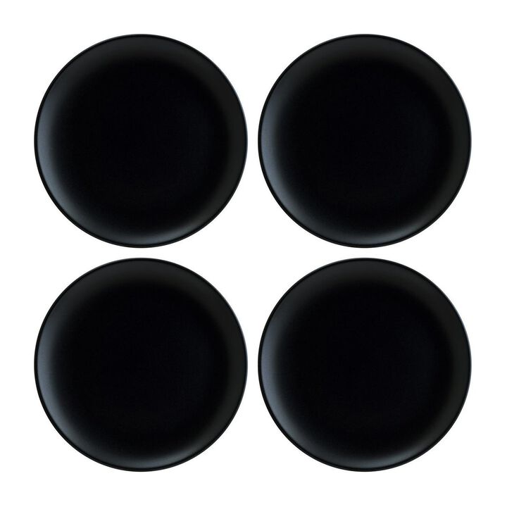 Notte dia.12" Round Black Porcelain Plate (Set of 4)