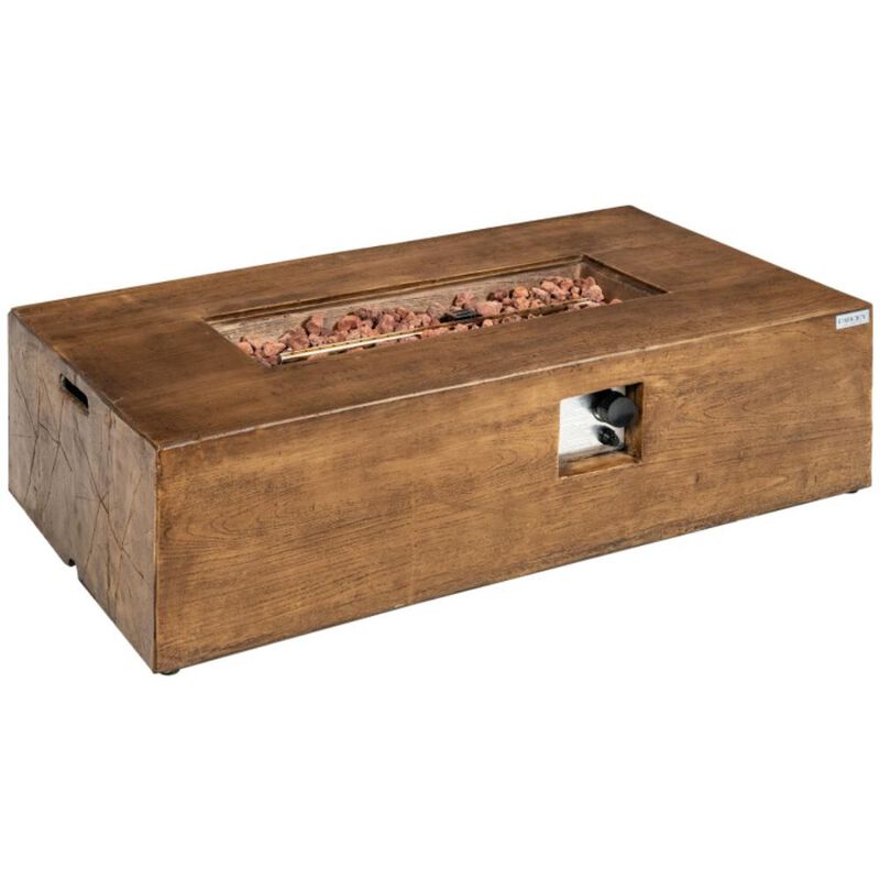 Hivvago 48 x 27 Inch Outdoor Gas Fire Pit Table 50 000 BTU with Lava Rocks and Cover