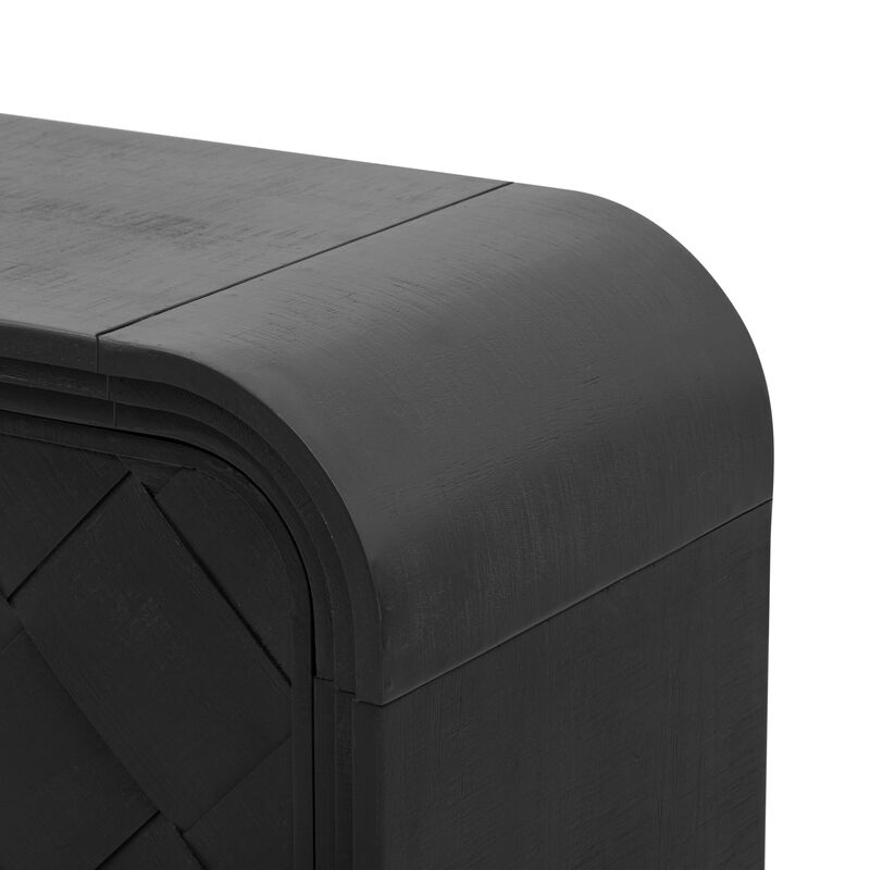 Merax U_Style Versatile console table with Woven Wood Slats and Solid Wood Veneer