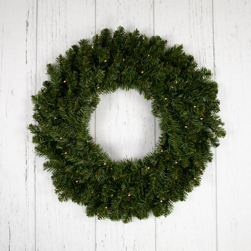 Pre-Lit Canadian Pine Artificial Christmas Wreath  24-Inch  Clear Lights image number 4