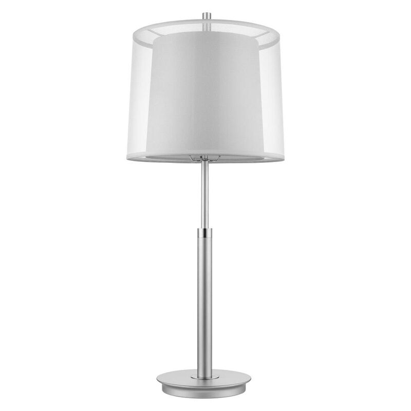 Hivvago 31" Silver Metal Table Lamp With White Empire Shade