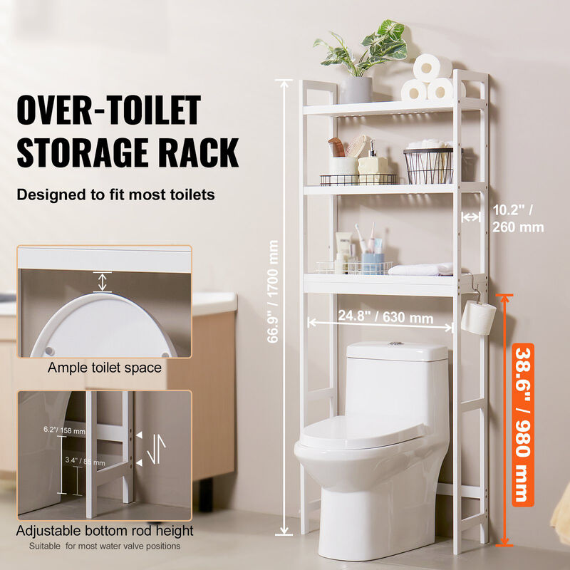Over the Toilet Storage 3-Tier Bathroom Shelf Rack Space Saver Organizer