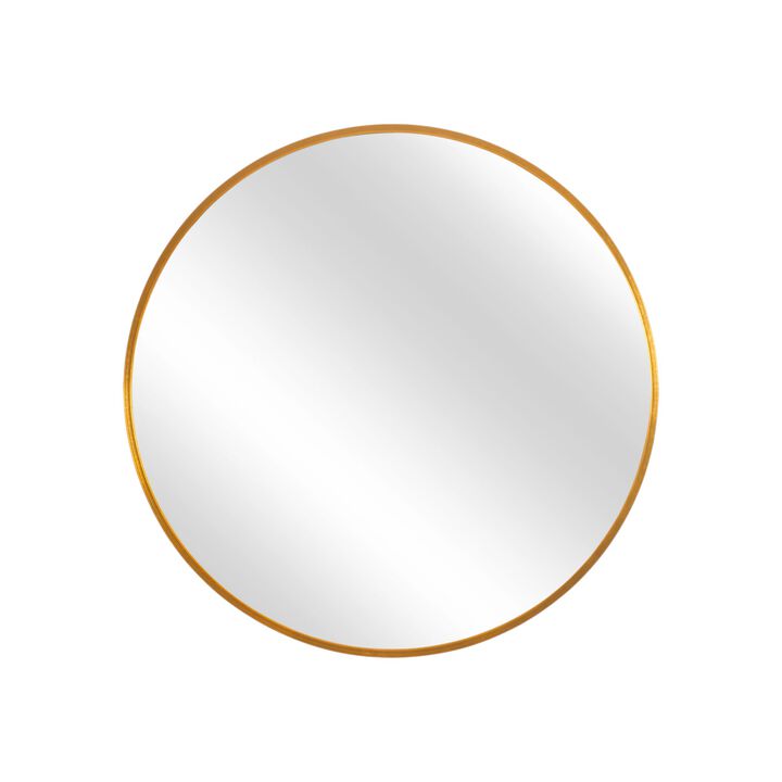 HomeRoots 31" Gold Metal Round Framed Accent Mirror