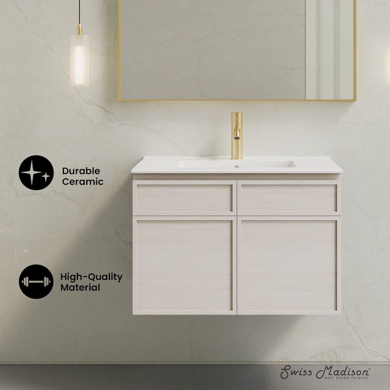 St. Tropez 30" Wall-Mounted Bathroom Vanity in White Oak with Sink Top image number 6