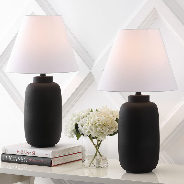 Elinore 24.5" Minimalist Scandinavian Resin/Iron Ginger Jar LED Table Lamp