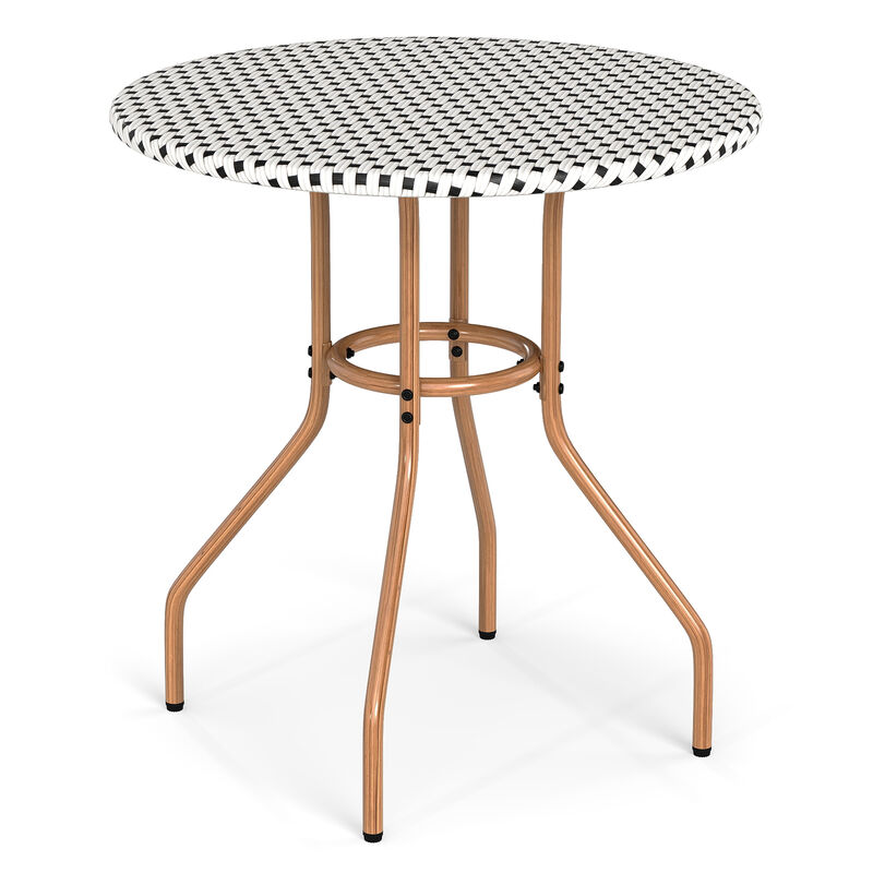 Heavy Duty Outdoor Bistro Table with Metal Frame and Leveling Foot Pads-White image number 0