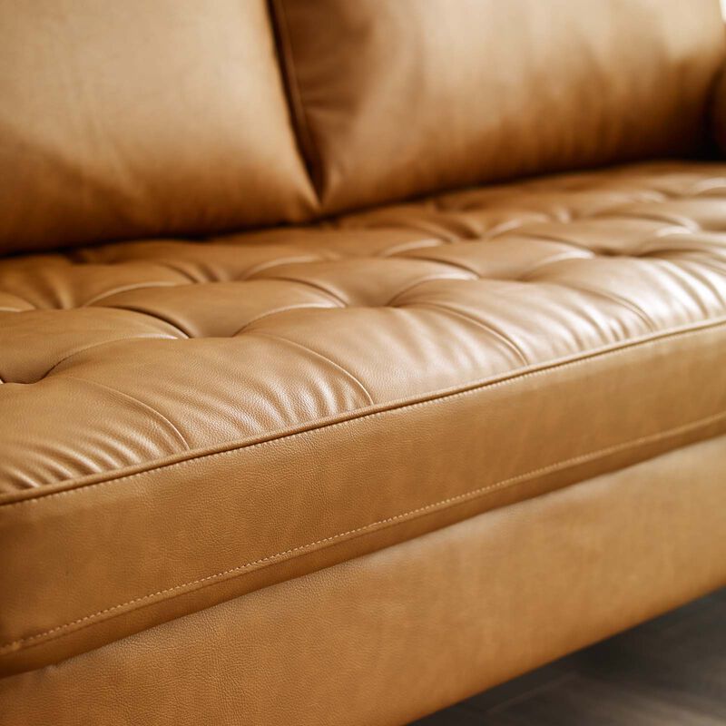 Valour Upholstered Faux Leather Sofa Brown