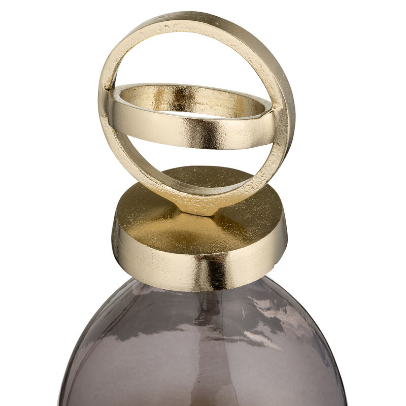 Glass,16",bottle W/sphere Lid,white/gold image number 1