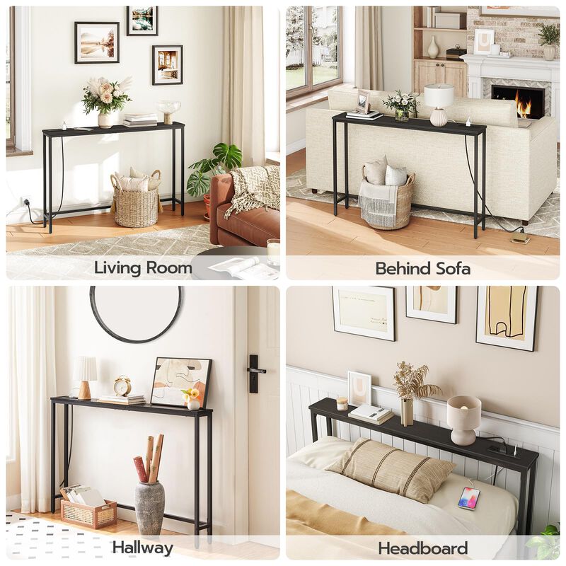 Slim Entryway Console Table with Power Outlets for Small Spaces image number 5
