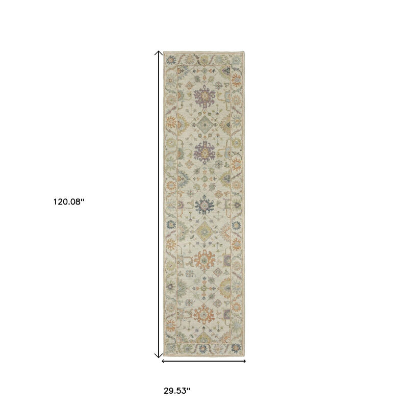 HomeRoots Wool Oriental Hand Knotted Runner Rug With Fringe image number 3
