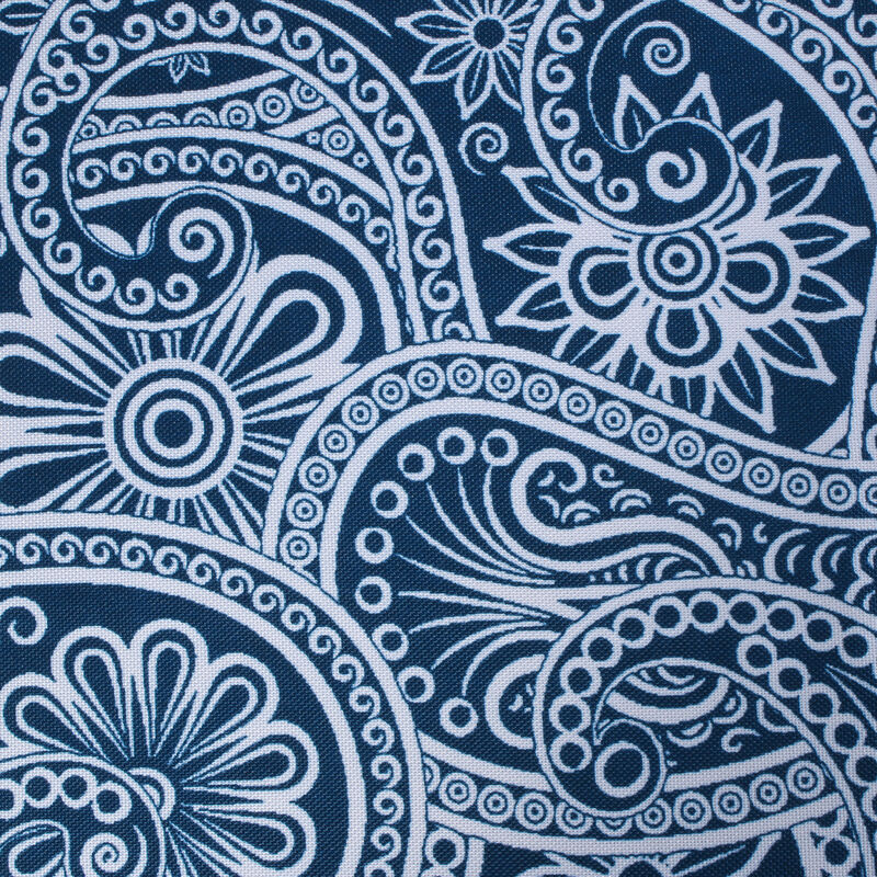 84" Zippered Outdoor Tablecloth with Printed Blue Paisley Design