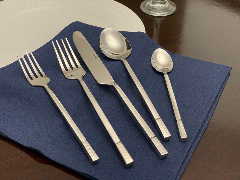 Silver Hammered Stainless Steel Flatware Set of 20 PC
