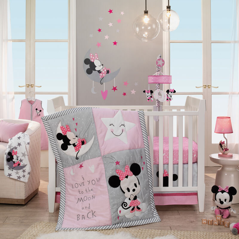 Disney Baby Minnie Mouse Gray/White Fleece Baby Blanket by Lambs & Ivy