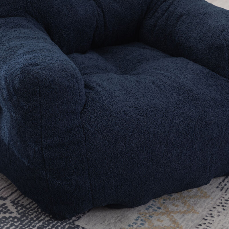 GOODSILO Soft Teddy Fabric Tufted Foam Bean Bag Chair with Ergonomic Backrest Design image number 7